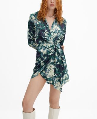 MANGO Women's Knot Detail Printed Dress - Macy's