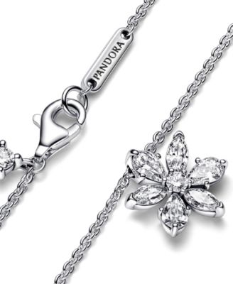 Timeless Sterling Silver Sparkling Cubic Zirconia Herbarium Cluster Pendant Necklace