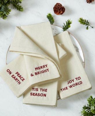 Joyful Sentiment Embroidered Napkins, Set of 4, 17" x 17"