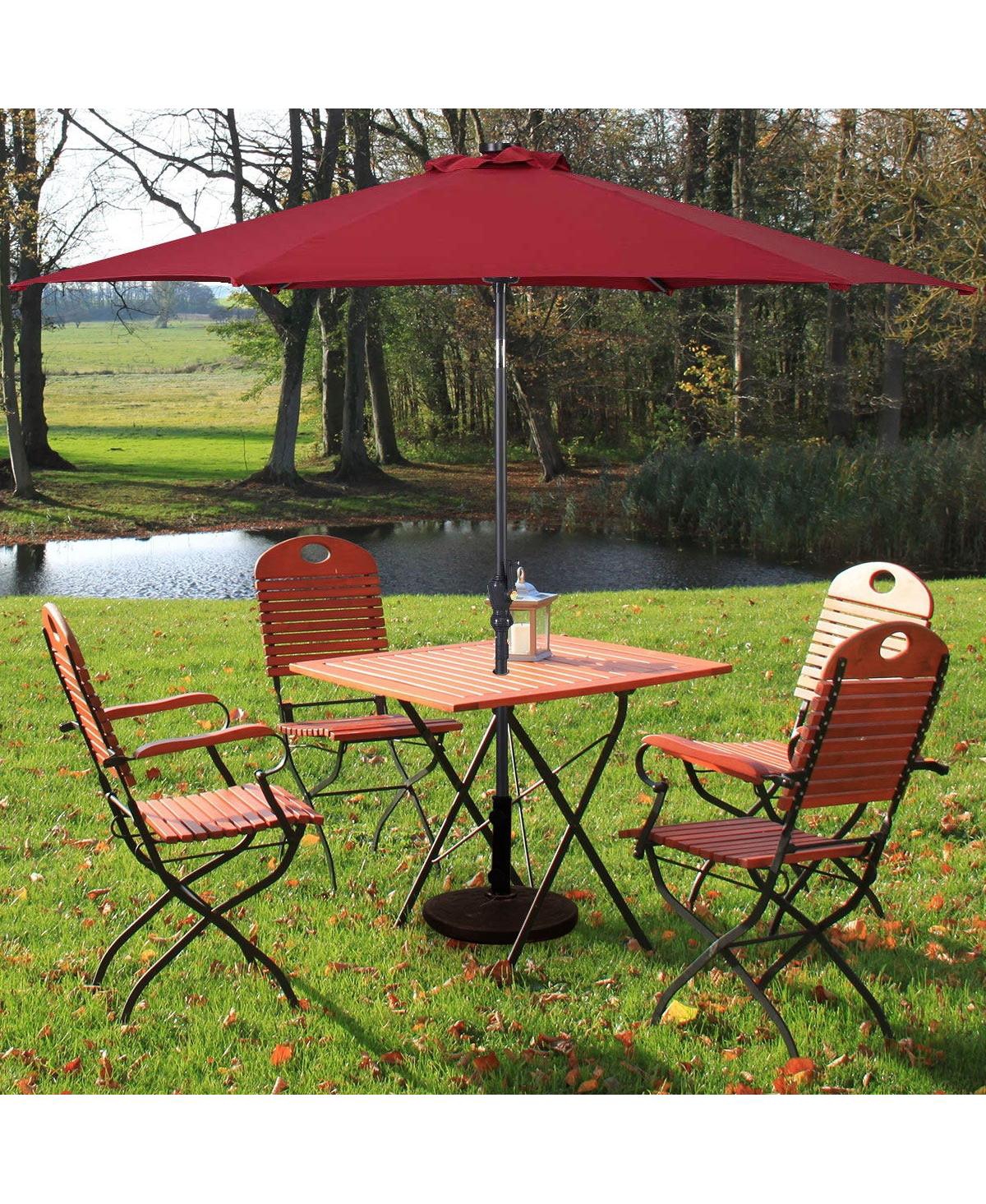 Slickblue Patio Solar Umbrella Led Patio Market Steel Tilt With Crank Outdoor