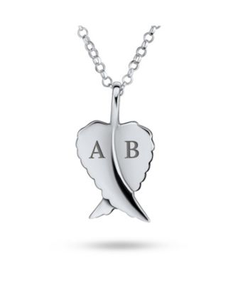 Amulet Feathered Heart Guardian Angel Wing Pendant Necklace Sterling Silver Small