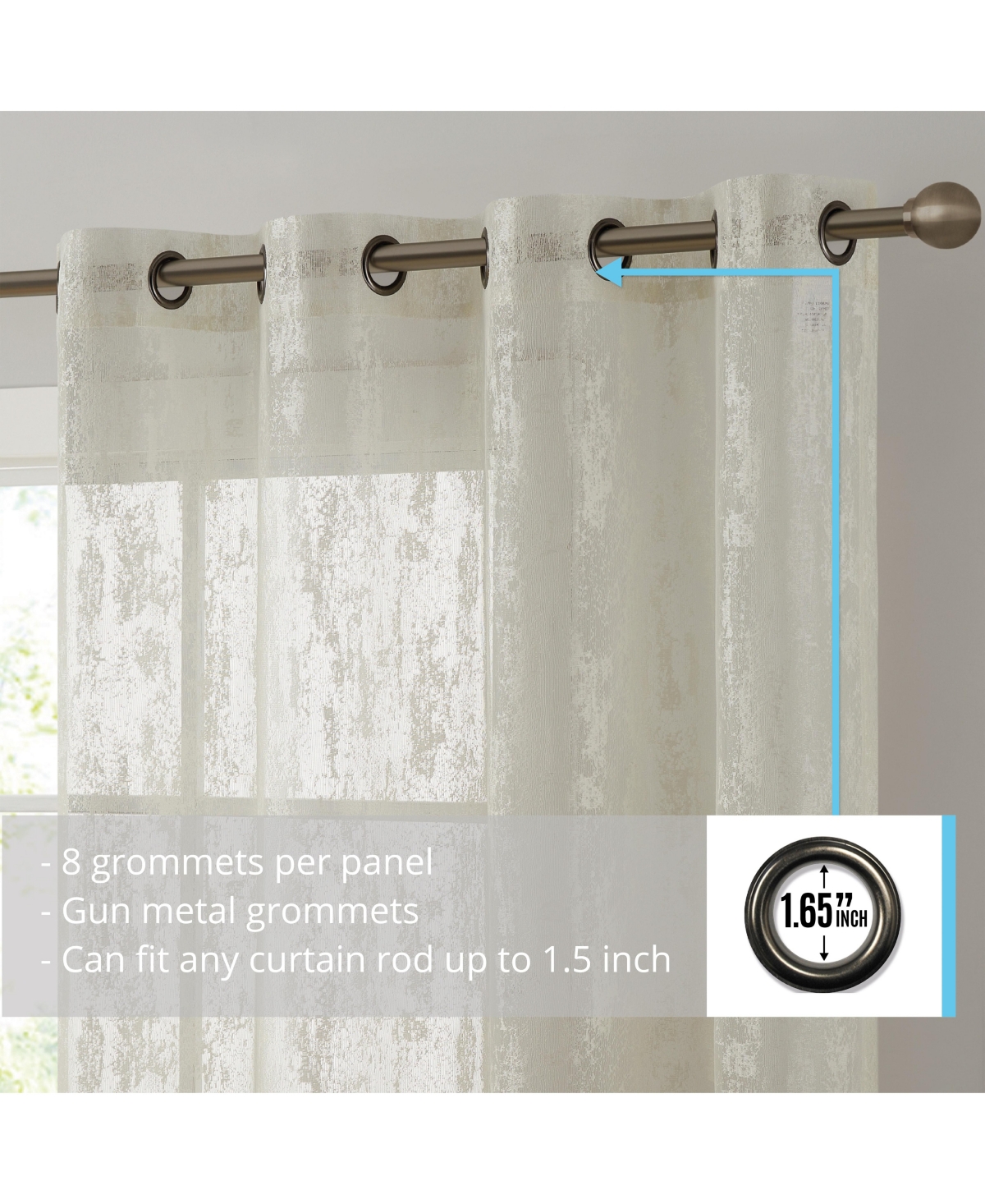 Hlc.me Crawford Modern Abstract Decorative Semi Sheer Light Filtering Grommet Window Treatment Curtain Panels for Bedroom & Living Room - Set of 2