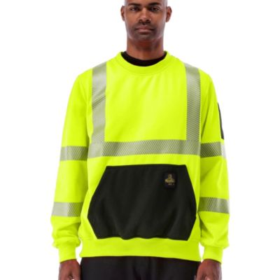 Men's HiVis Crewneck Sweatshirt - High Visibility Work Pullover, Warm Safety Sweatshirt