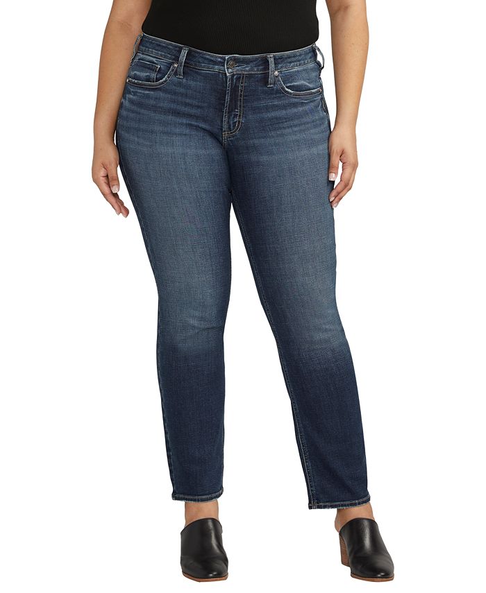 Silver Jeans Co. Plus Size Britt Low Rise Curvy Fit Straight Leg Jeans ...