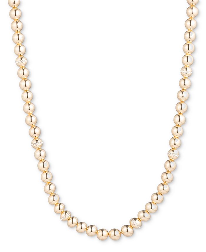 Lauren Ralph Lauren Gold-Tone Pavé Bead Collar Necklace, 16