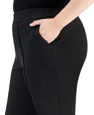Plus Size Ponte Mid-Rise Front-Seamed Pants 