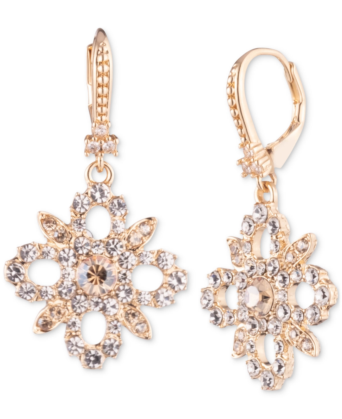 Marchesa Crystal Floral Drop Earrings In Golden