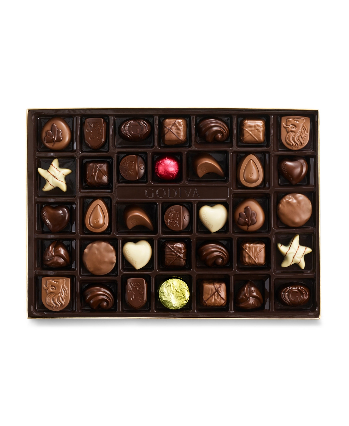 GODIVA ASSORTED CHOCOLATE GOLD-TONE GIFT BOX, 36 PIECE 