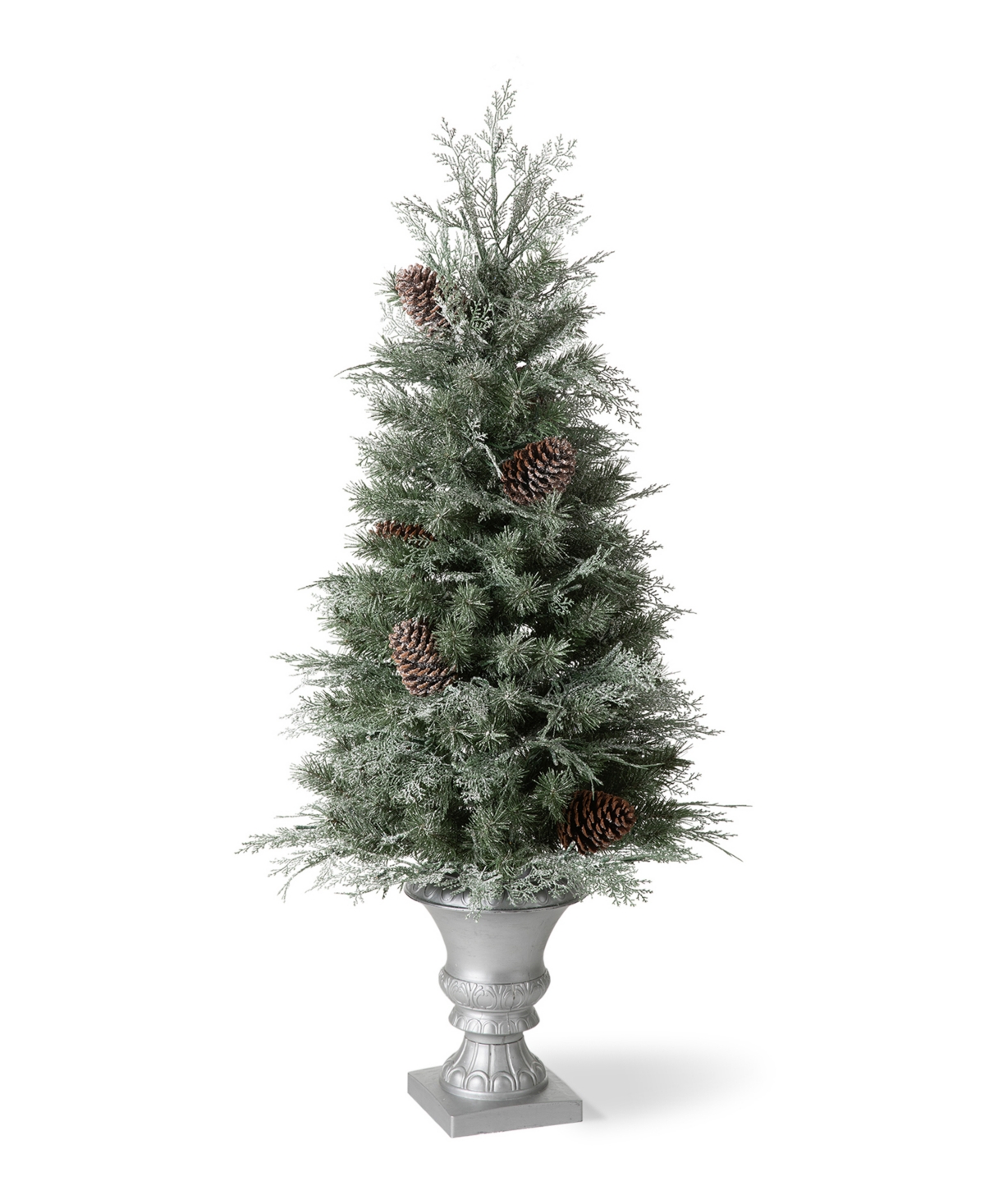 Glitzhome Pre-Lit Pine Artificial Christmas Porch Tree with 130 Warm White Lights