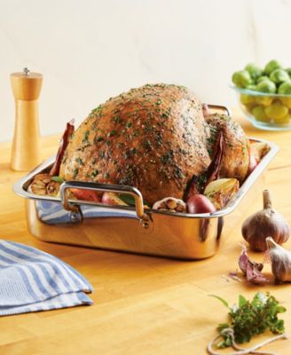 Classic Series Stainless Steel 17" x 12.25" Roaster with Rack