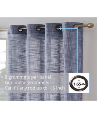 Madison Faux Linen Textured Semi Sheer Privacy Sun Light Filtering Transparent Window Grommet Long Thick Curtains Panels, Set of 2