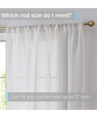 Penelope Faux Linen Textured Semi Sheer Privacy Sun Light Filtering Transparent Window Rod Pocket Thick Curtain Panels, Set of 2