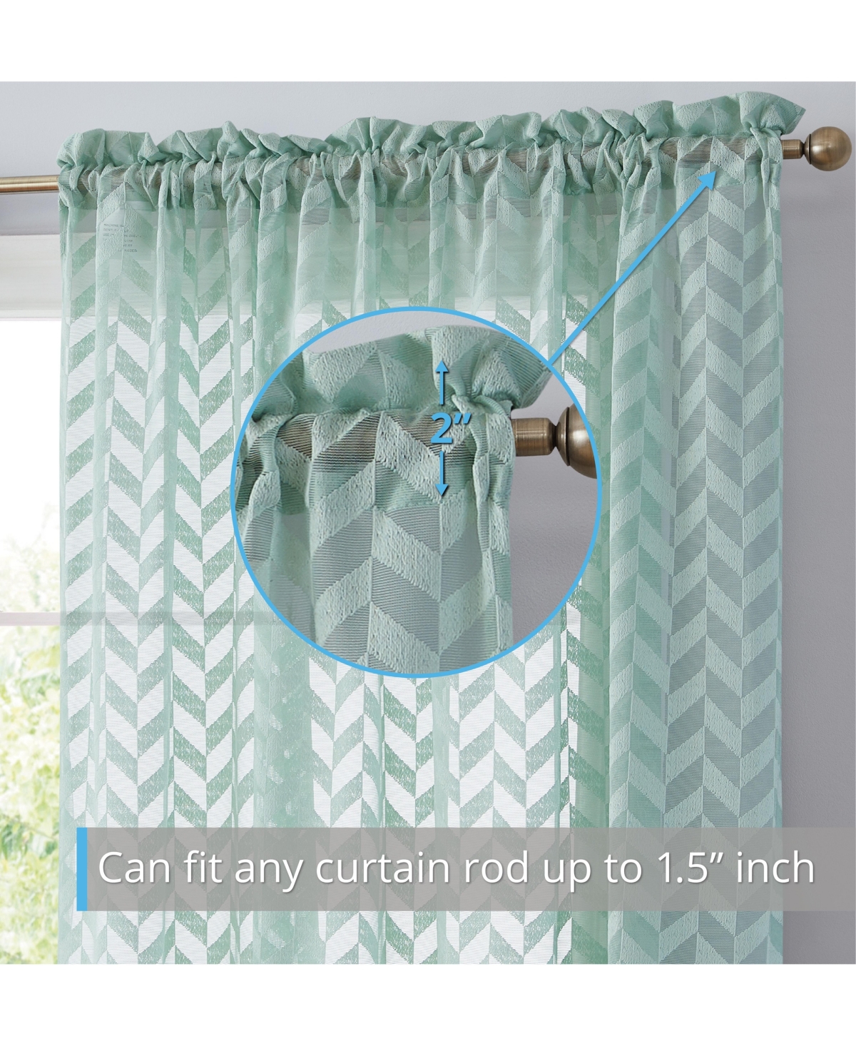 Hlc.me Herringbone Thick Semi Sheer Premium Rod Pocket Window Curtain Panels for Bedroom & Living Room - Set of 2