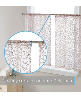 Audrey Embroidered Sheer Voile Window Curtain Short Rod Pocket Tiers for Kitchen, Bedroom, Small Windows and Bathroom