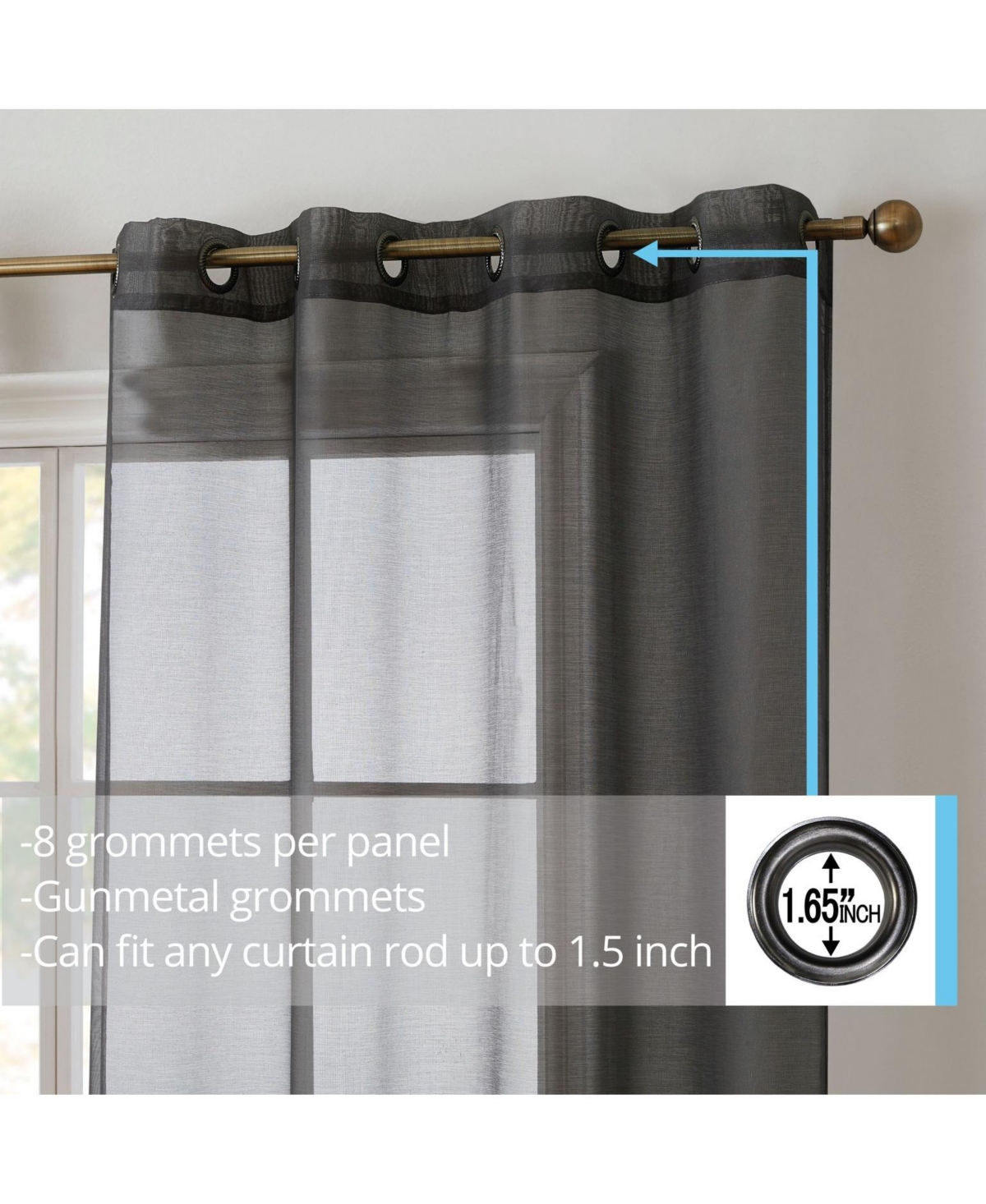 Hlc.me 2 Piece Semi Sheer Voile Window Curtain Drapes Grommet Panels for Bedroom