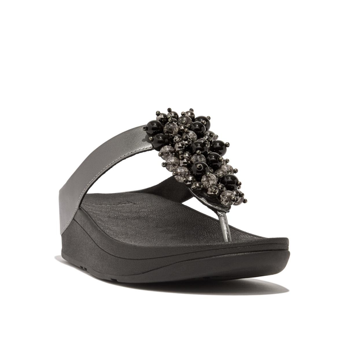 Women's Fino Bauble-Bead Toe-Post Sandals - Pewter Black