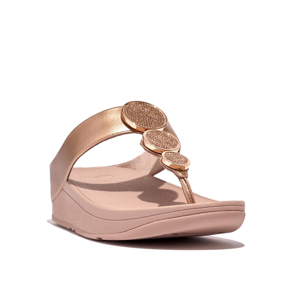 Women's Halo Bead-Circle Metallic Toe-Post Sandals - Rose Gold