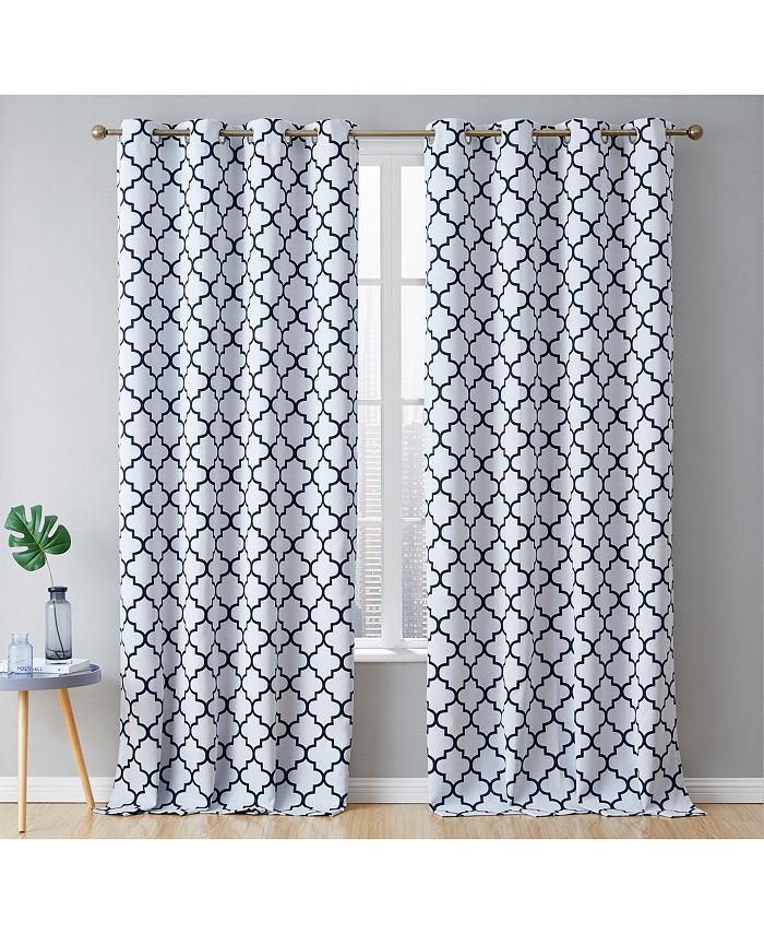 HLC.me Lattice Print Drape Blackout Curtains Pattern Weather