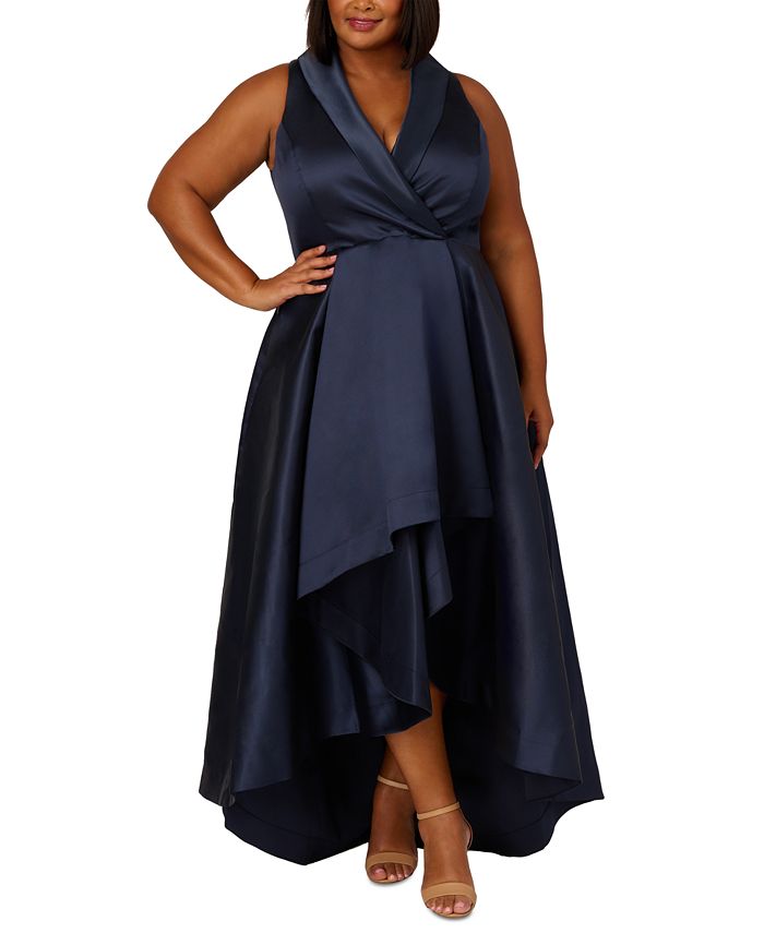 Adrianna Papell Plus Size Tuxedo Sleeveless High-Low Gown - Macy's