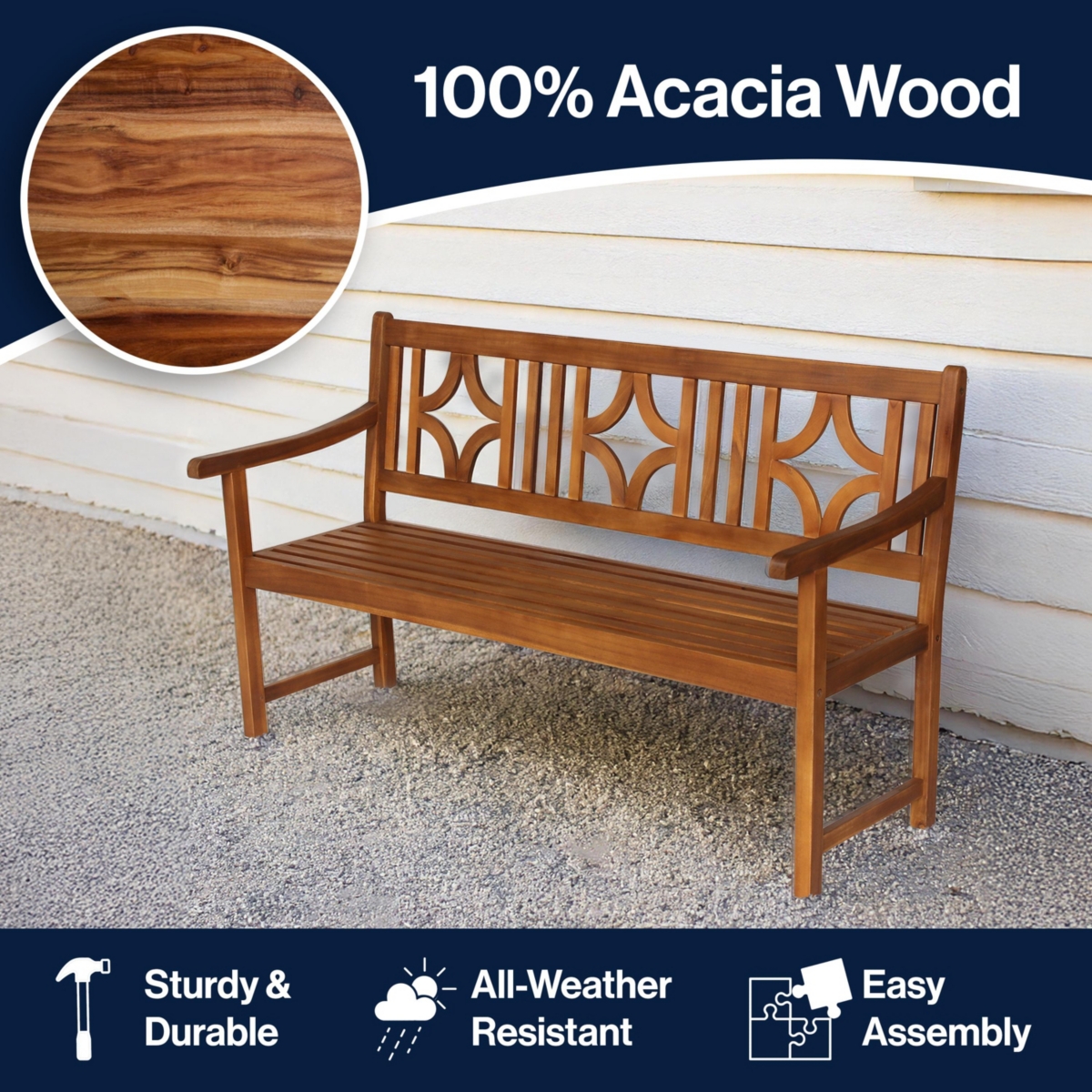 Jonathan Y Sloane 3-Seat Ogee Diamond-Back 600-Lbs Support