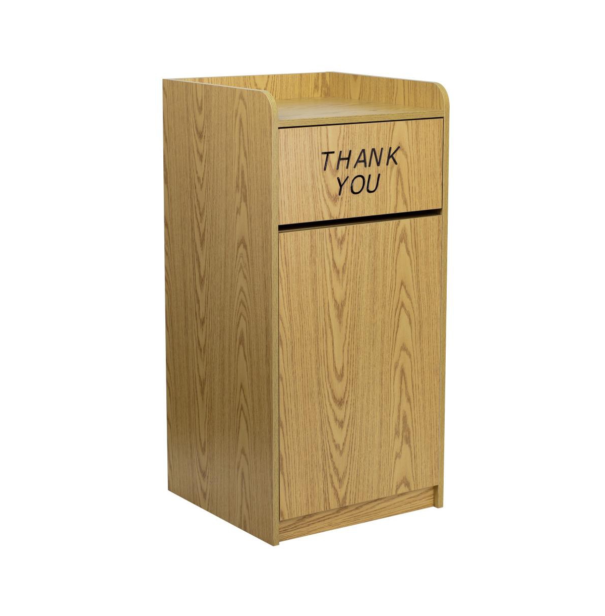 Wood Tray Top "Thank You" Restaurant Food Court Receptacle - Mahogany