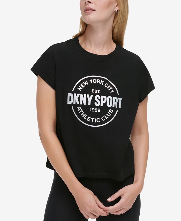 DKNY Women's Medallion Logo Cropped T-Shirt - Macy's