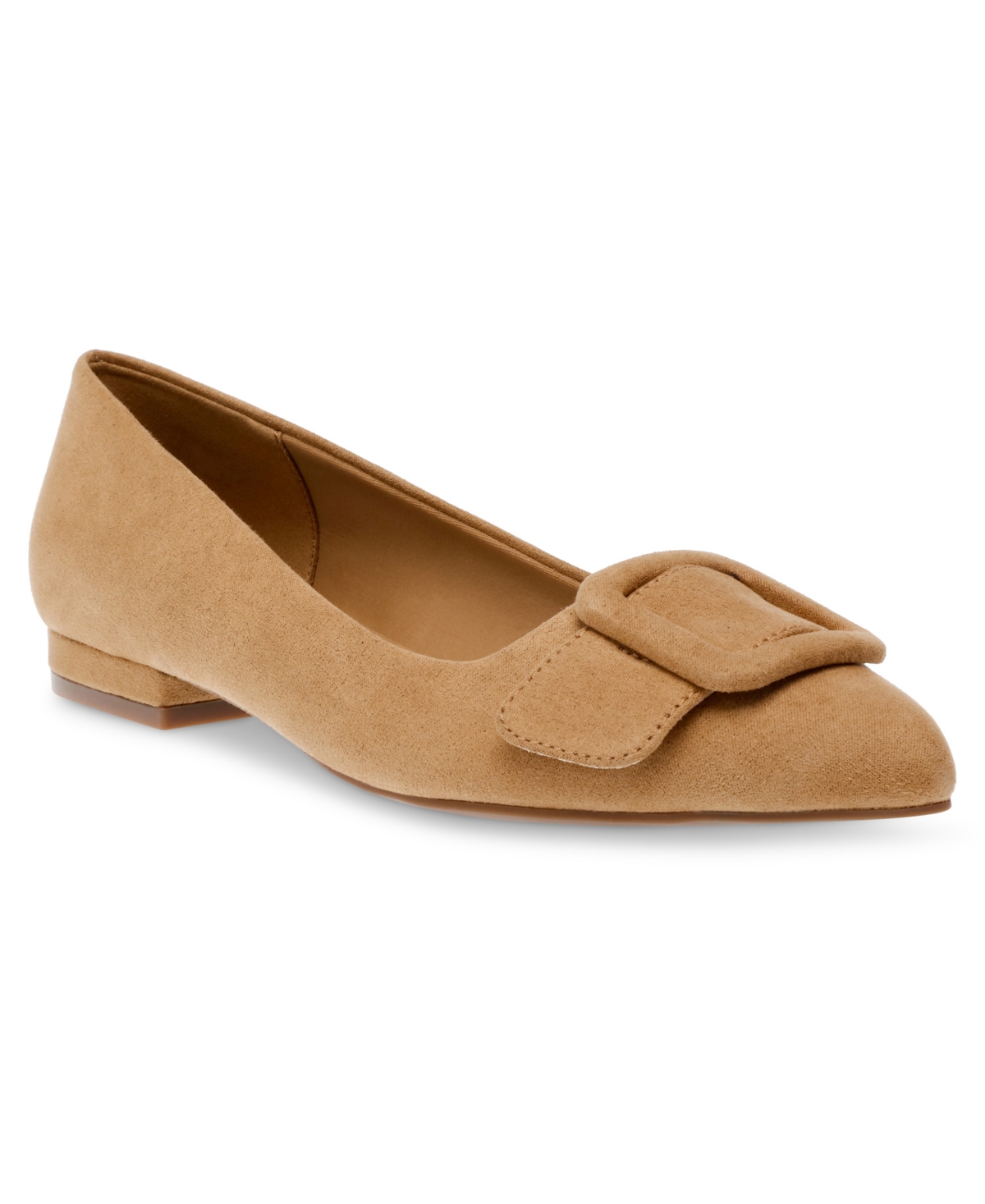 Shop Anne Klein Women's Kalea Pointed Toe Buckle Flats In Sand