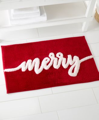 Merry Festive Script Holiday Bath Rug, 20" x 32"