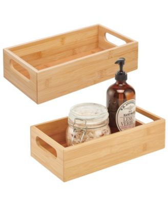 mDesign Bamboo Bathroom Organizer Container Bin - Handles, 2 Pack ...
