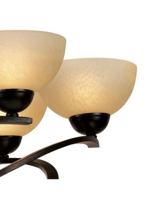 Bronzeador Dark Mocha Chandelier Lighting 27 1/2" Wide Modern Industrial Iron Ribbon Amber Glass Shades 6-Light Fixture for Dining Room House Foyer Kitchen Island Entryway