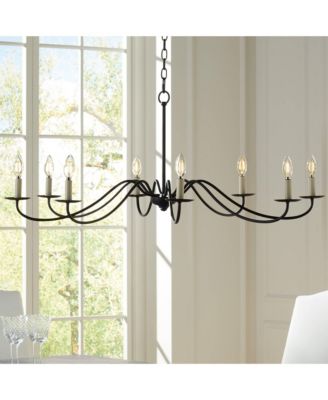 Marinec Black Hanging Chandelier Lighting 42" Wide Farmhouse Rustic Bent Arms 8-Light Fixture for Dining Room Living House Home Foyer Kitchen Island Entryway High Ceilings