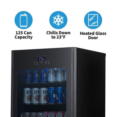 125-Can Freestanding Beverage Cooler Refrigerator with Party & Turbo Mode