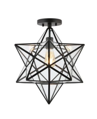 Ava Farmhouse Bohemian Iron/Glass LED Semi Flush Mount Ceiling Light