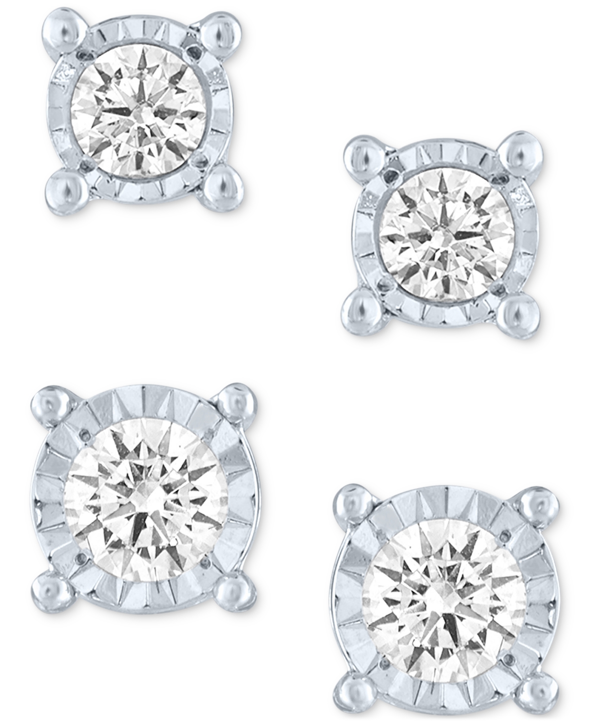 2-Pc. Set Lab Grown Diamond Stud Earrings (1/3 ct. t.w.) in Sterling Silver - Sterling Silver