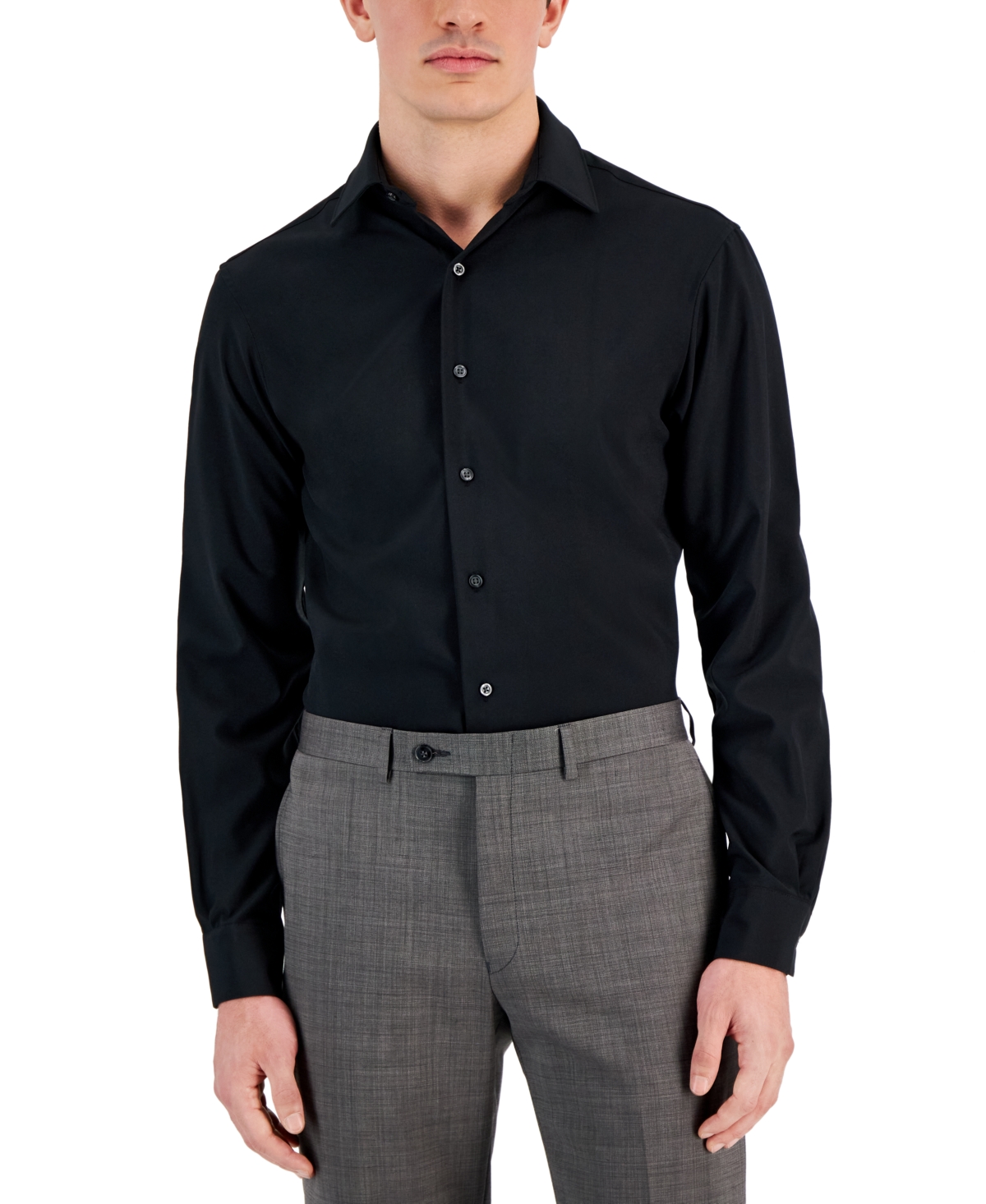 Shop Alfani Men's Slim-fit Performance Dress Shirt, Created For Macy's In Deep Black
