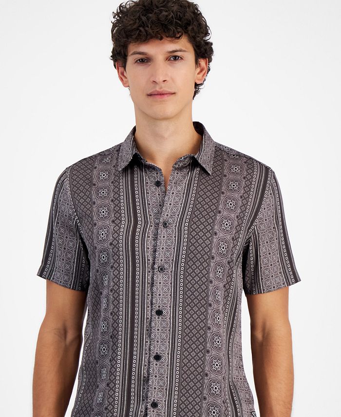 GUESS Men's Mosaic Stripe Shirt - Macy's
