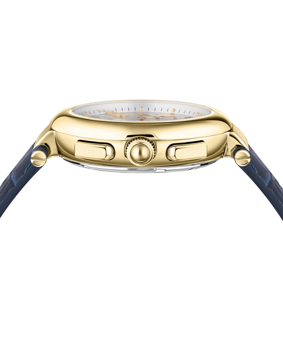 Shop Ferragamo Salvatore  Women's Swiss Chronograph Legacy Blue Leather Strap Watch 40mm In Ip Yellow Gold