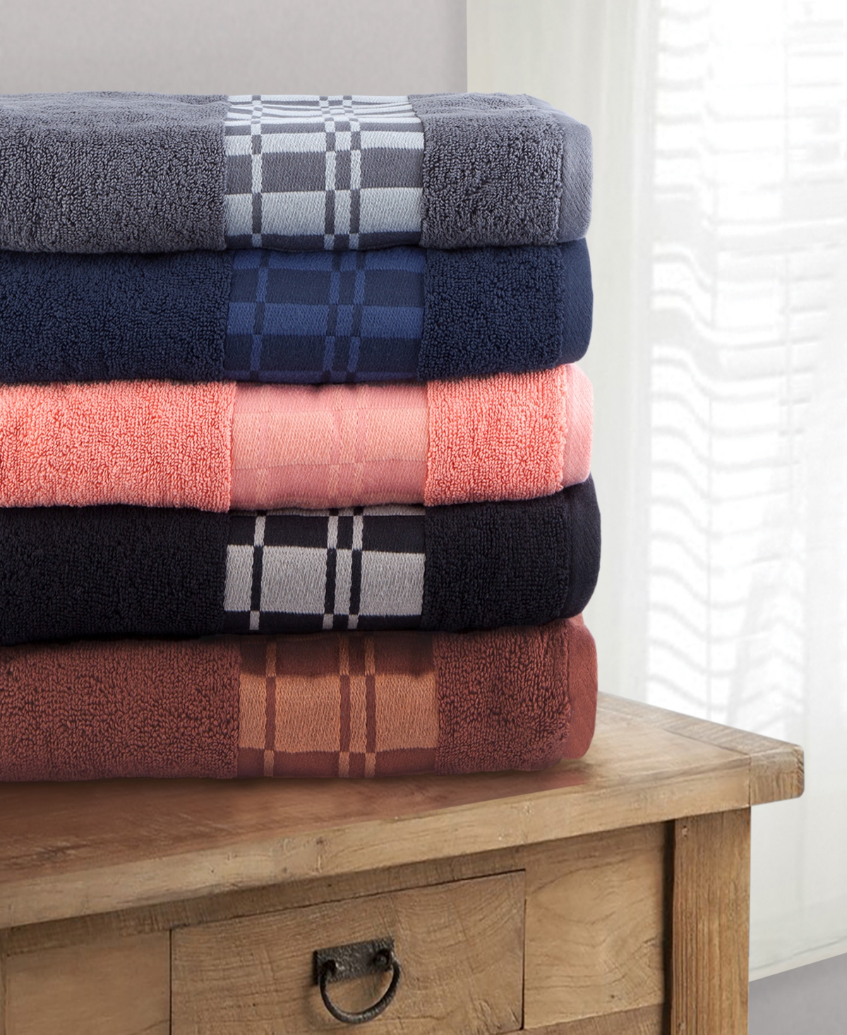 Superior Larissa Geometric Embroidered Jacquard Border Cotton 4-Pc. Bath Towel