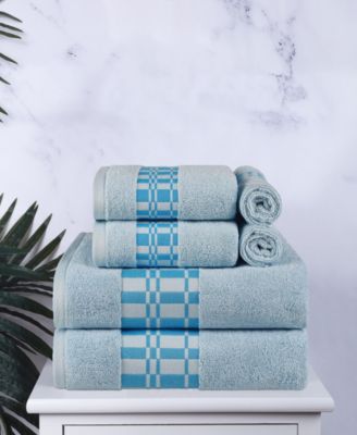 Larissa Geometric Embroidered Jacquard Border Cotton 6-Pc. Bath Towel Set