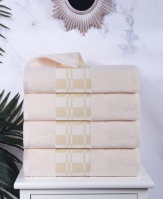 Larissa Geometric Embroidered Jacquard Border Cotton 4-Pc. Bath Towel Set