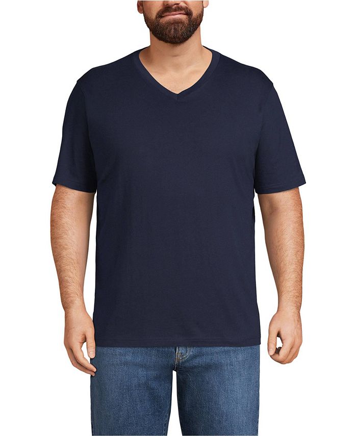 Lands' End Men's Big & Tall Super-T Short Sleeve V-Neck T-Shirt - Macy's