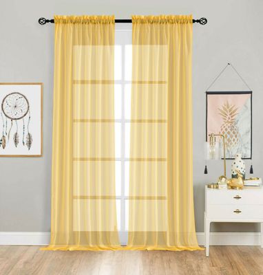 2 Pack Basic Home Rod Pocket Sheer Voile Window Curtains