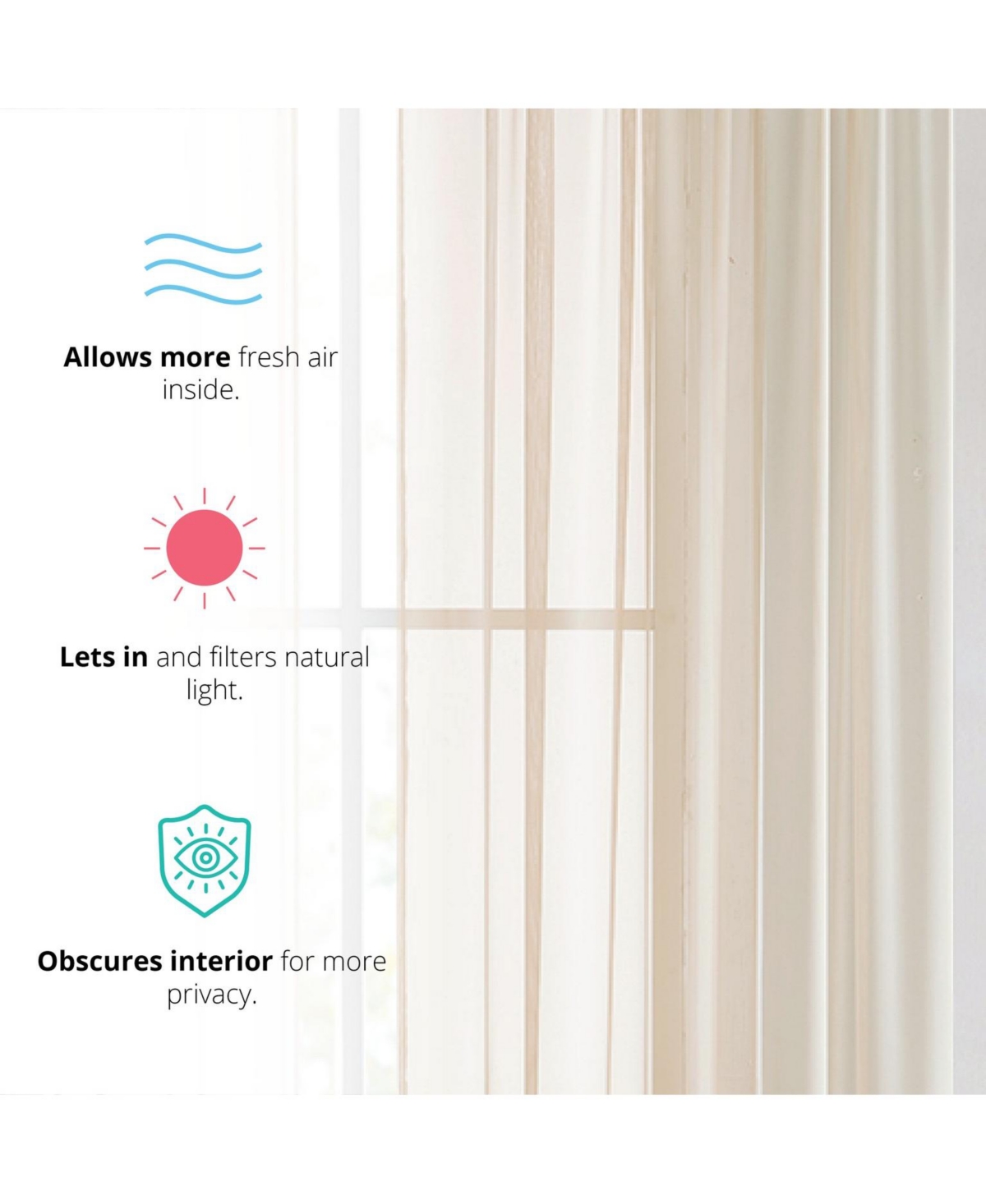 Hlc.me 2 Pack Sheer Voile Window Curtain Sheer Panels