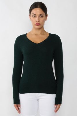 Women's 100% Pure Cashmere Long Sleeve Pullover V Neck Sweater