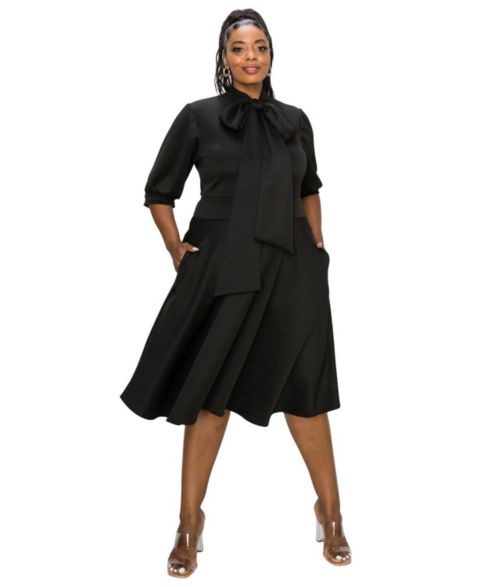 Женское платье L I V D Plus Size Carina Donna Pocket, цвет: Чёрный