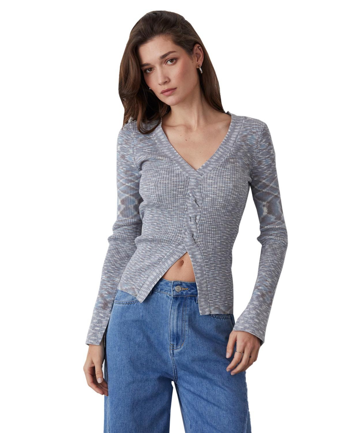 Women's Jemmie Twist Front Sweater Top - Blue