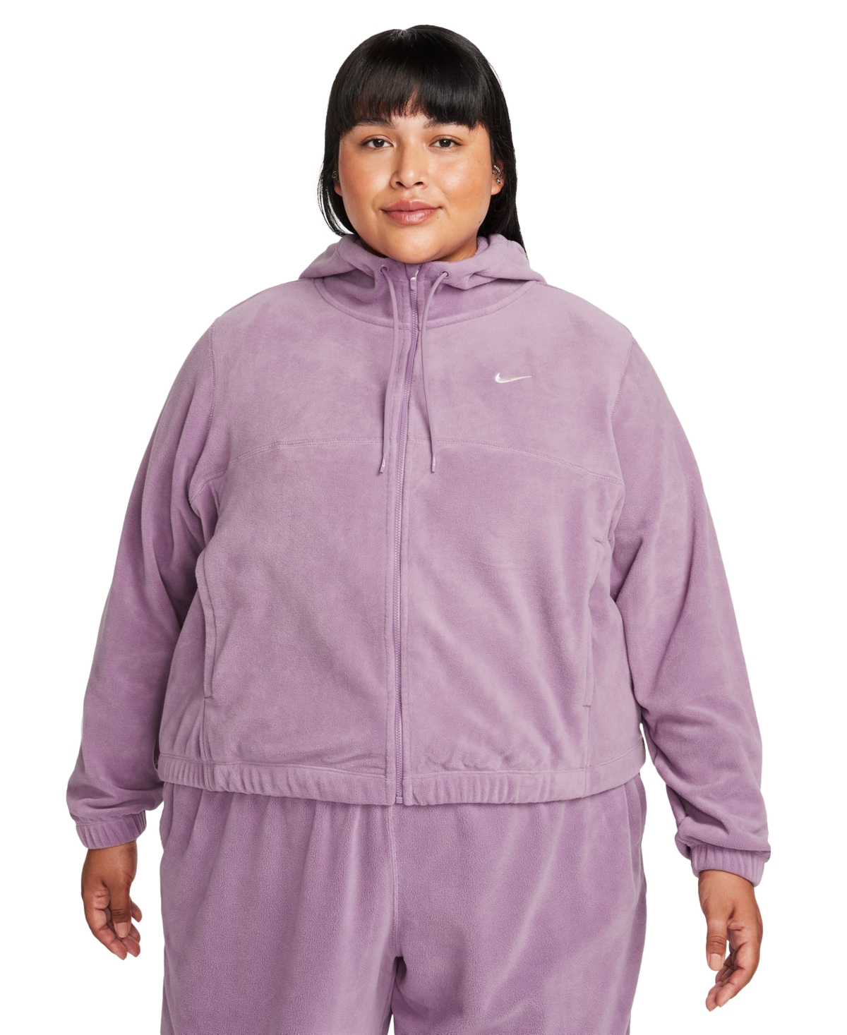 Nike Plus Size Therma-fit Full-zip Fleece Hoodie In Violet Dust,pale Ivory