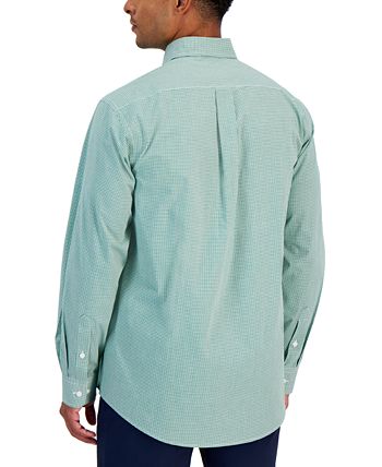 Club Room Mens Classic Regular Fit Performance Multi Gingham Dress Shirt Green Size 16x34x35