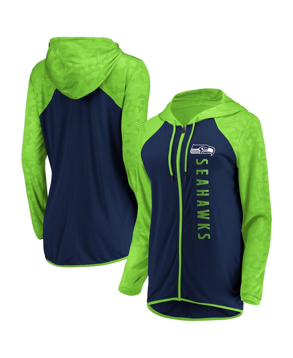 Fanatics Branded College Navy Seattle Seahawks Forever Fan Logo Full-zip Hoodie In Navy
