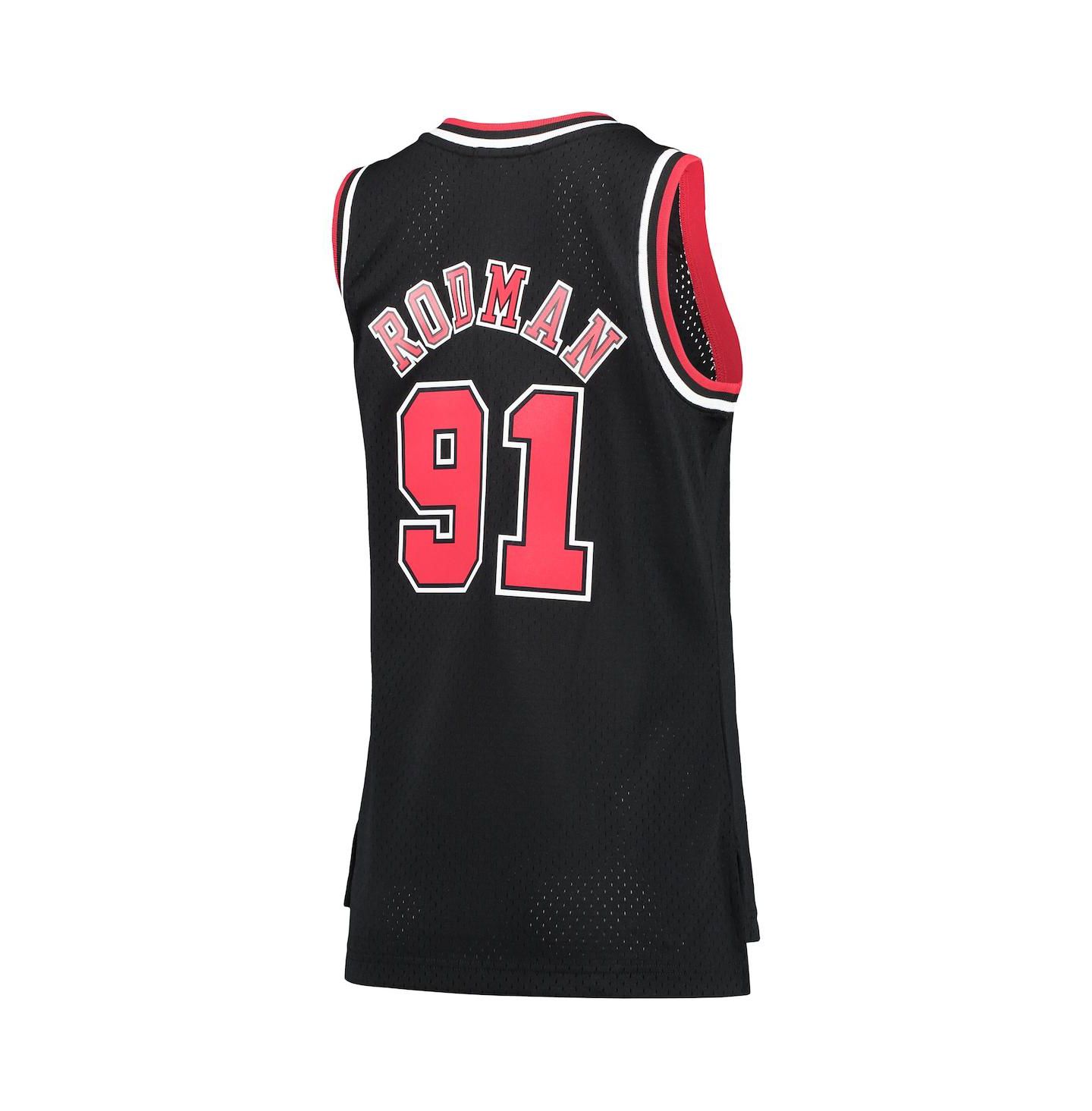 Женский топ Mitchell & Ness Dennis Rodman Black Chicago Bulls Hardwood Classics Swingman Jersey — фото 2